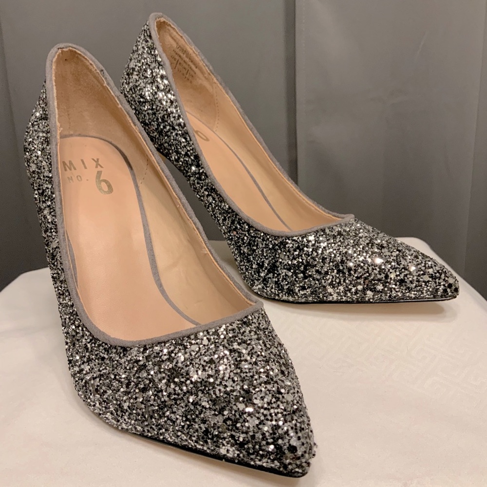 DSW Mix No. 6 Sparkling Silver Sequin Heels